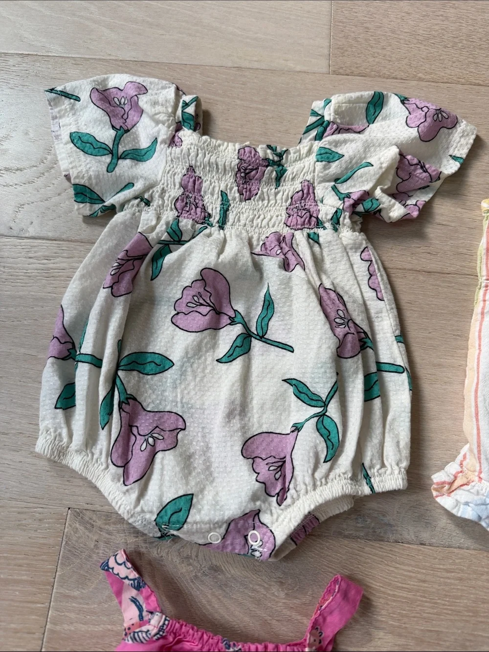 Bundle Baby Girl Summer Rompers Floral, Striped, Shell Pink Prints 3-6 m carters